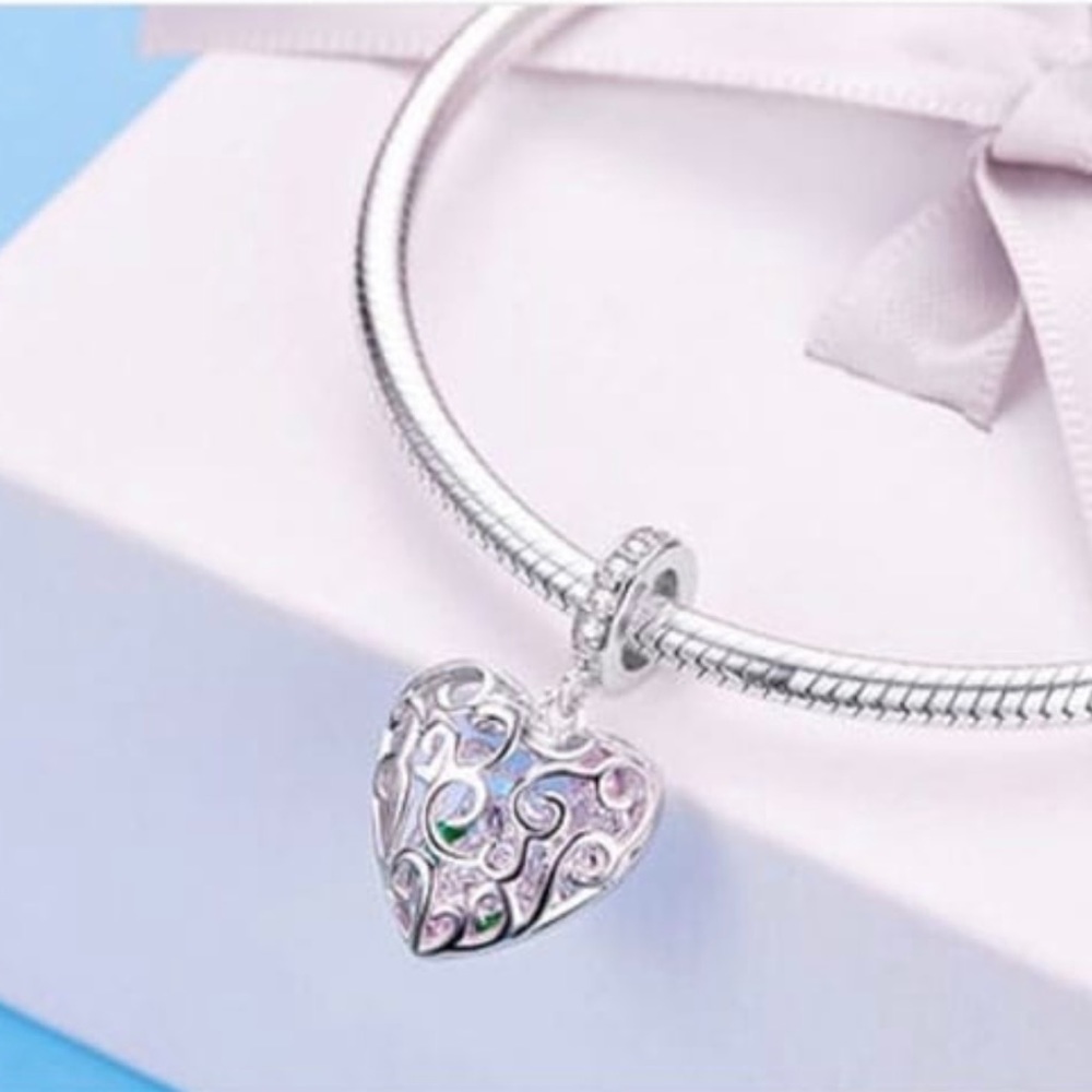 Solid 925 Sterling Silver Heart Charm